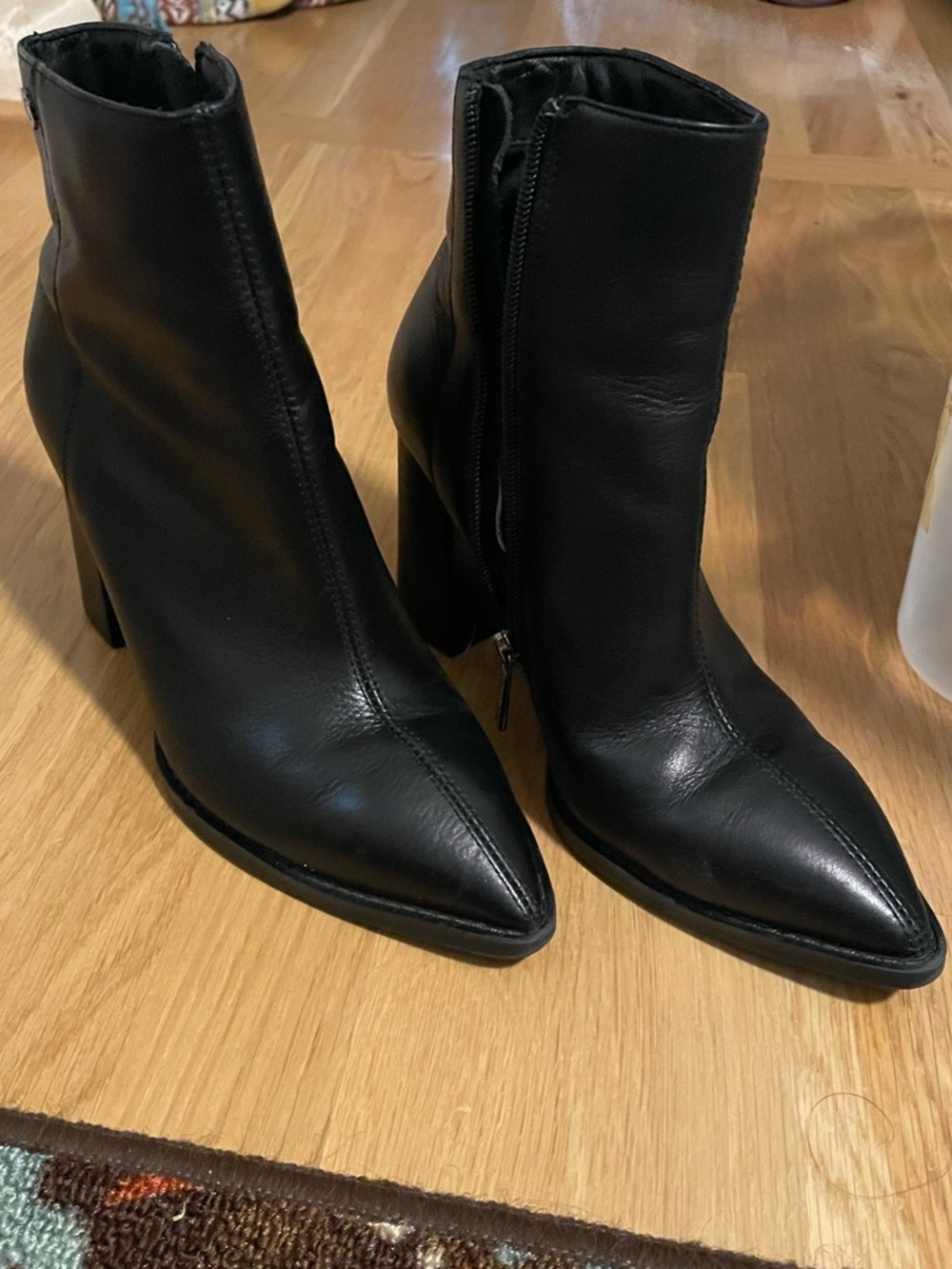 Black leather ankle boots